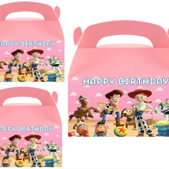 Girl Story Birthday Party Favor Boxes, Pink Happy Birthday Design, Pack of 10 Tr - Picture 3 of 4
